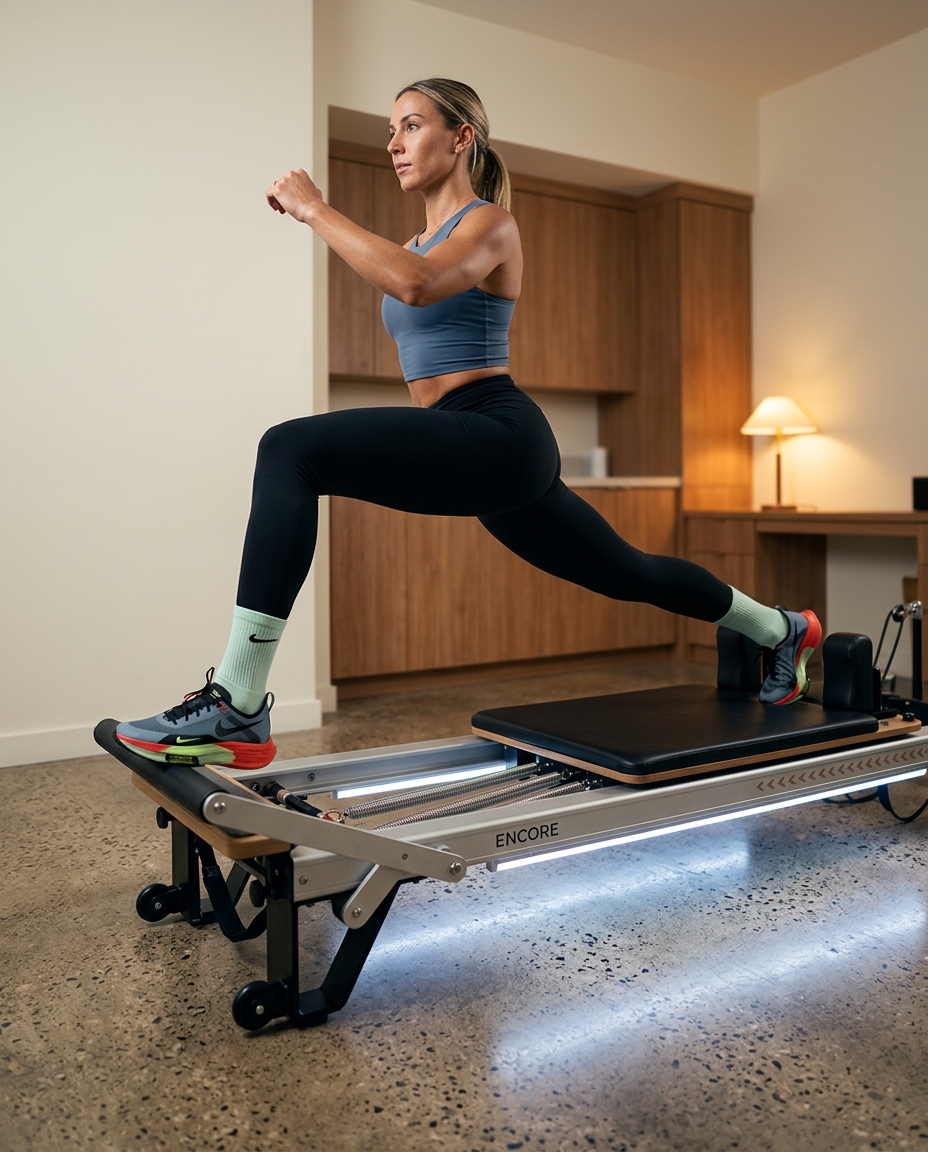 Ski lunge reformer frame