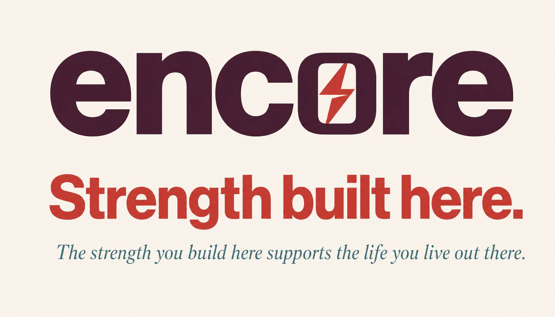 Create a clean typography specimen for Encore on a cream background. Top line: l