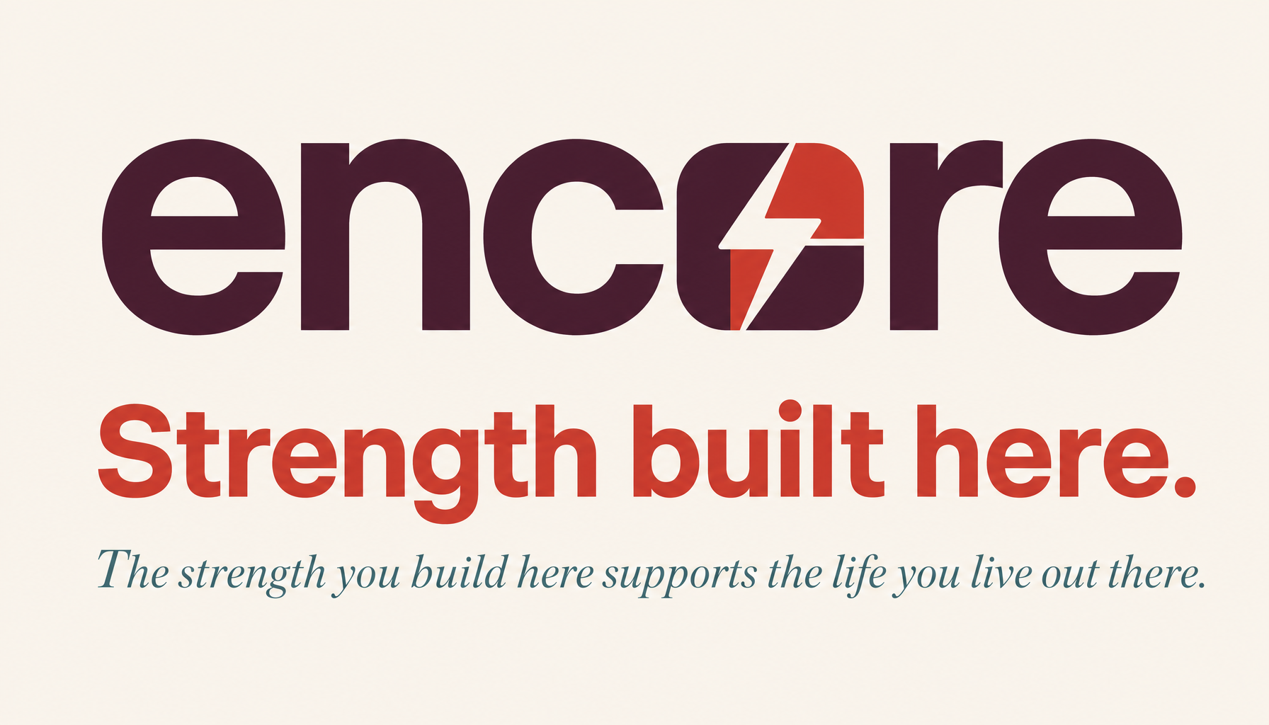 Create a clean typography specimen for Encore on a cream background. Top line: l