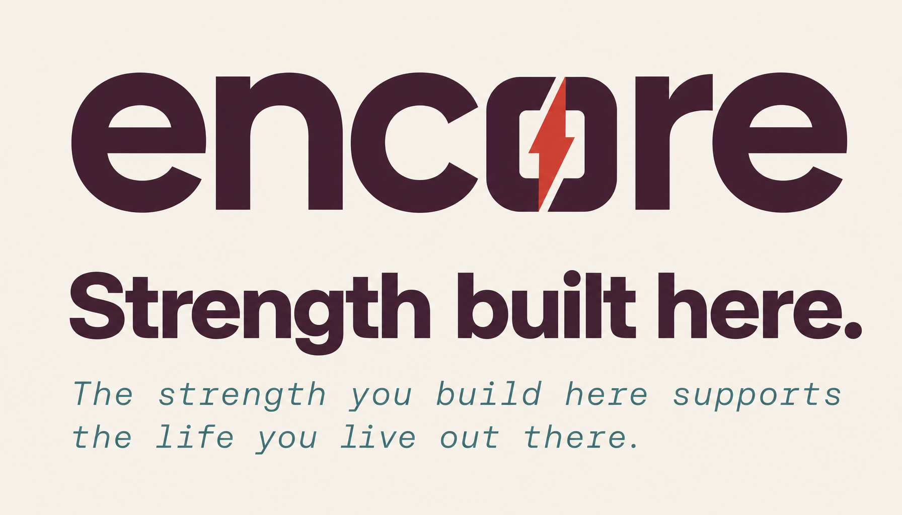 Create a clean typography specimen for Encore on a cream background. Top line: l
