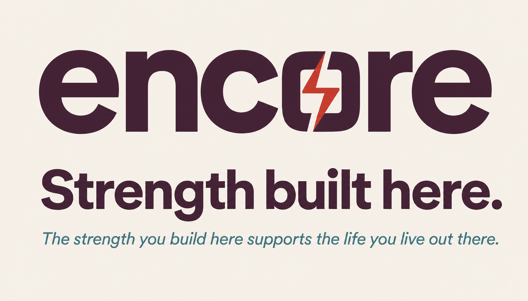 Create a clean typography specimen for Encore on a cream background. Top line: l
